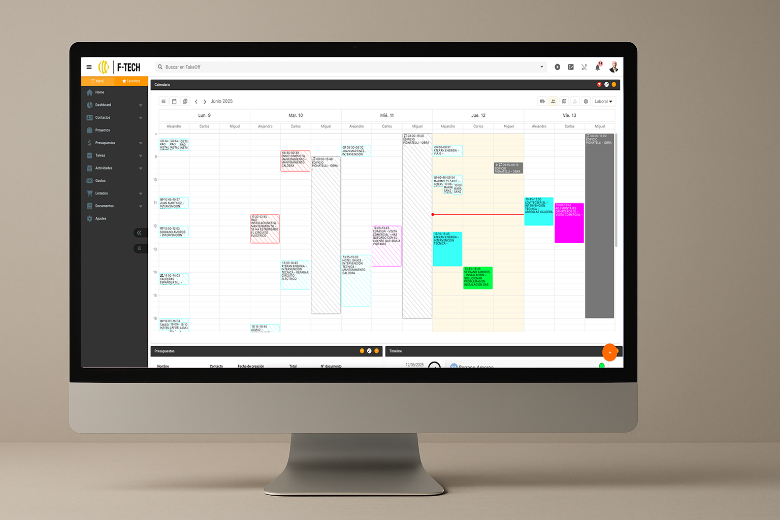 Calendario de planificación en un tablet